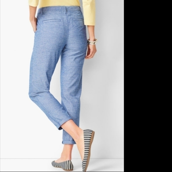 Talbot's Girlfriend Chino 100% Cotton Pants Women's 10 Light Blue Pockets EUC - Picture 2 of 15